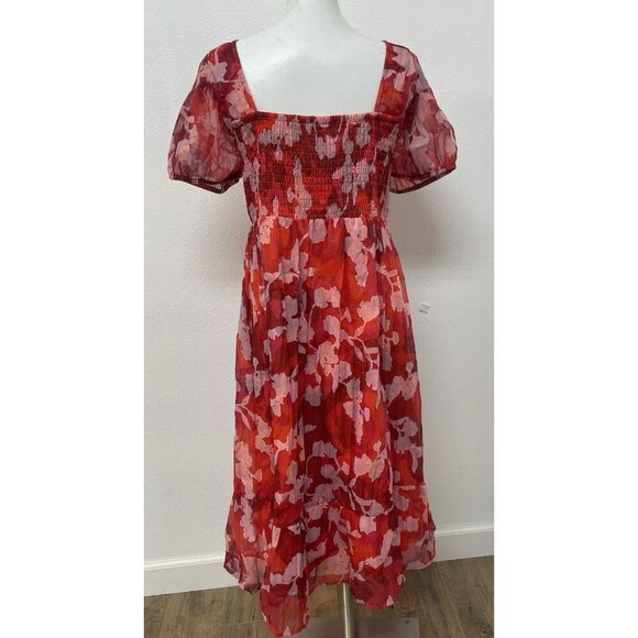 NWT Torrid Lined Lace Up Sweetheart neckline Dress Size 2X Floral Ruffle Smocked - Picture 2 of 16